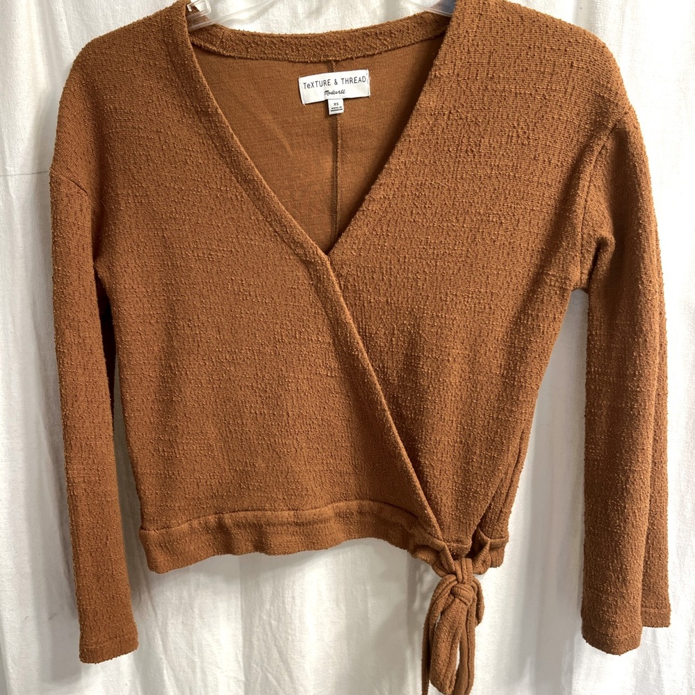 Madewell Texture And Thread Crop Wrap Top Xs - image 2